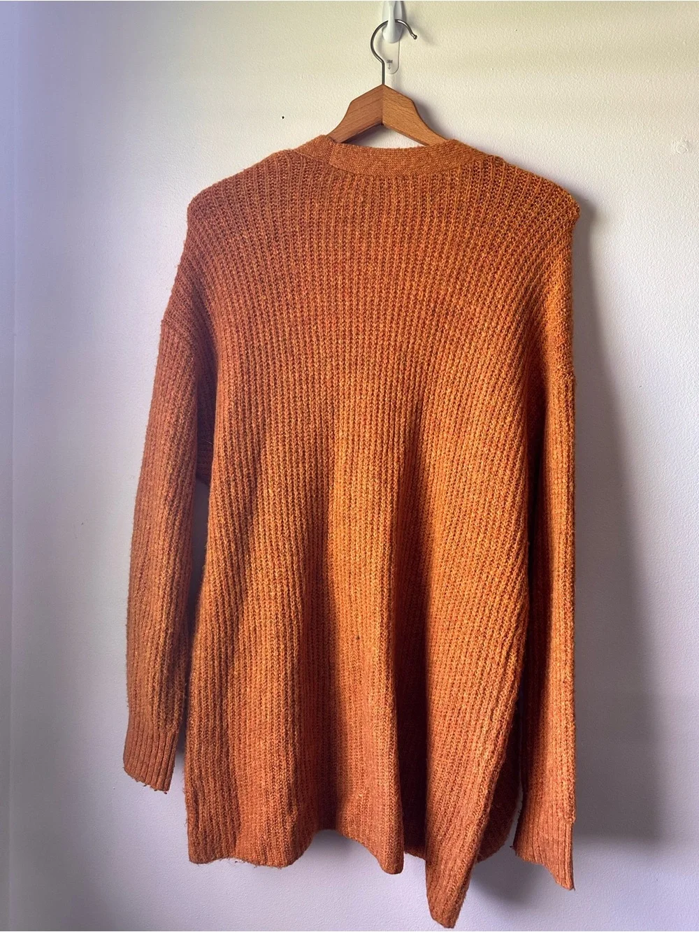 American Eagle Orange Textured Knit Cardigan - Picture 8 of 8
